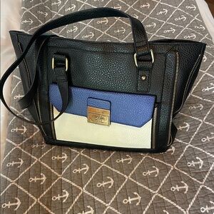 Nicole Miller  Black, Blue, and Cream Tote